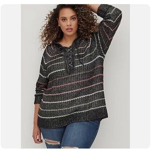 Torrid size 1 chunky hooded sweater with lace up neckline